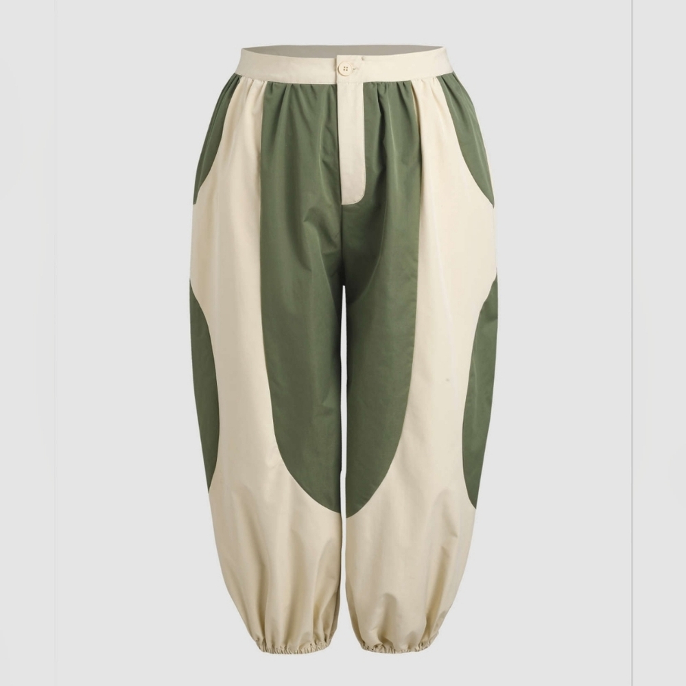 Cider Green Woven Patch Joggers - Curve Plus